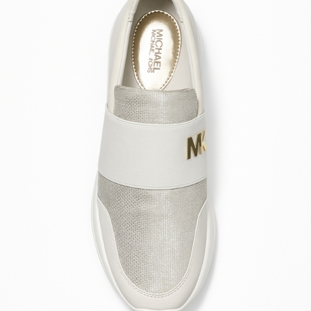 Michael Kors White and Gold Sneakers